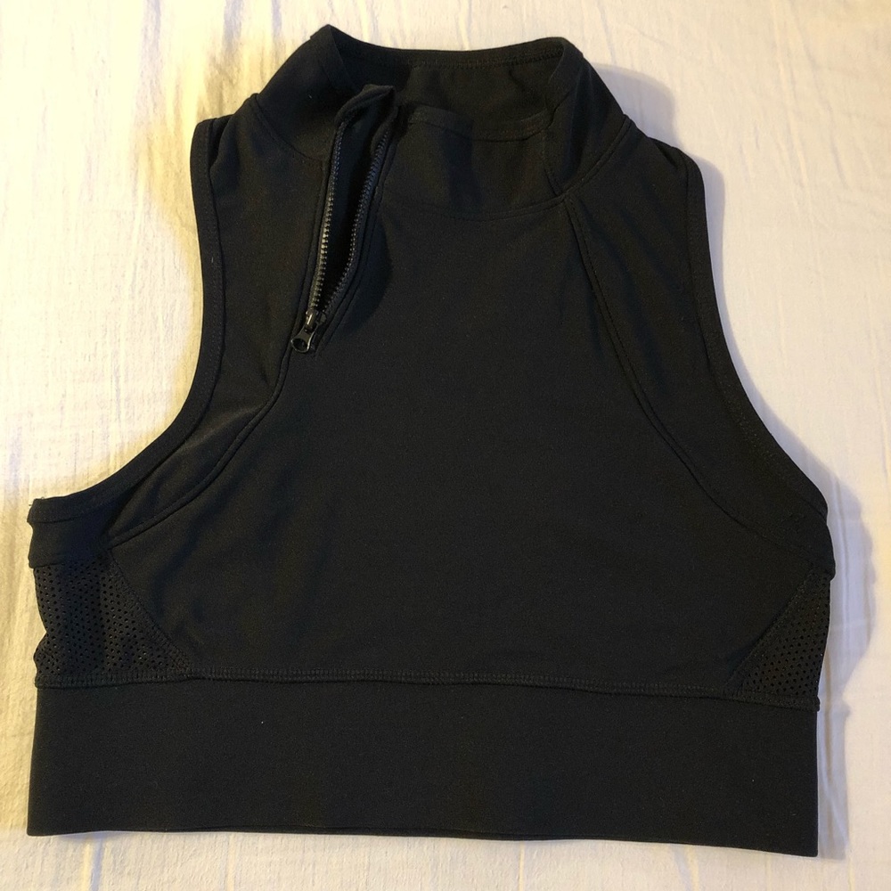 High neck zipper sports bra